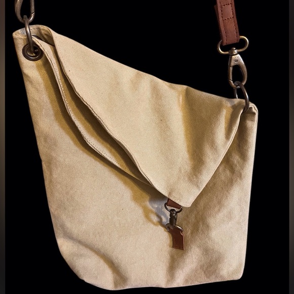 Vintage Addiction Foldover Crossbody Canvas/Leather Bag - Picture 2 of 8
